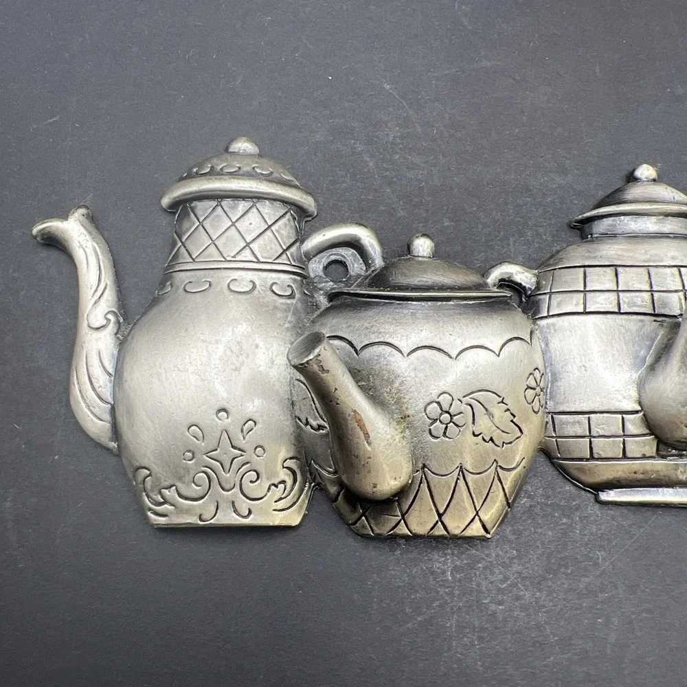 Key‎ Holder Teapot Silver Pewter Color 8
